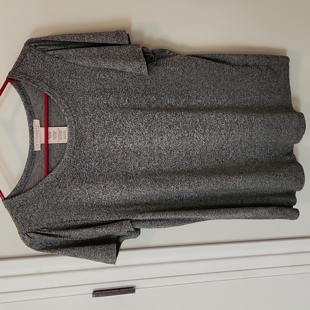 Philosophy, Large, heathered Gray flutter sleeve top